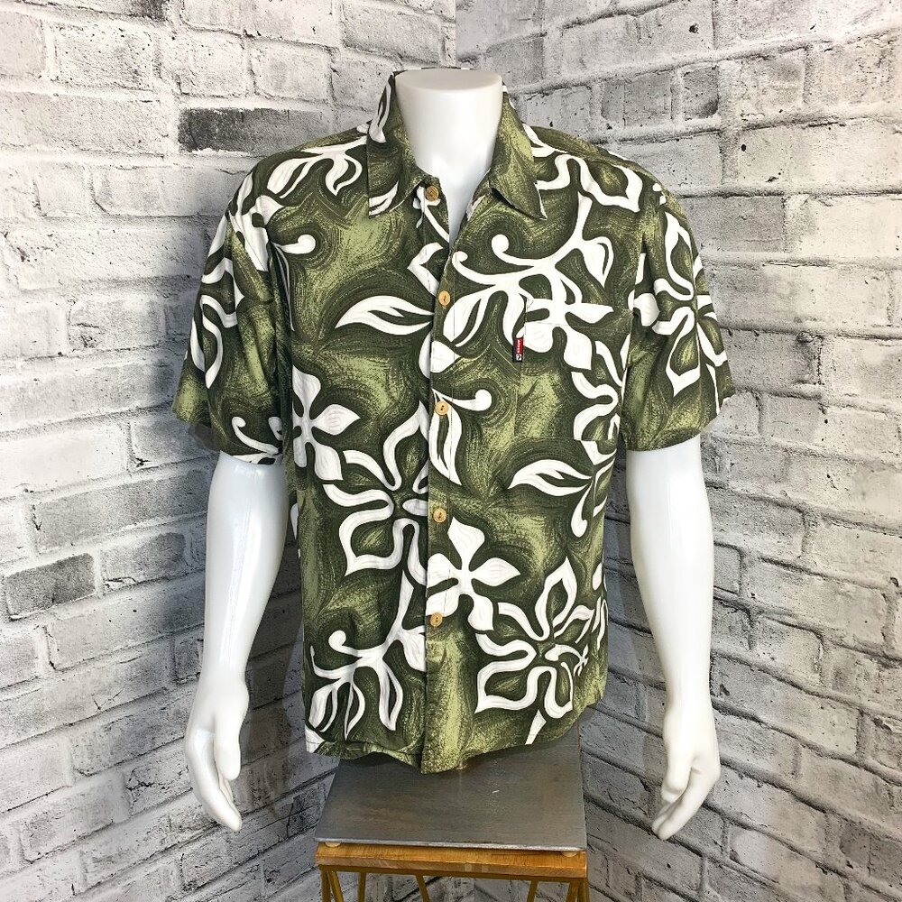 Vintage Arson Hawaiian Polynesian Floral Print Short Sleeve Shirt